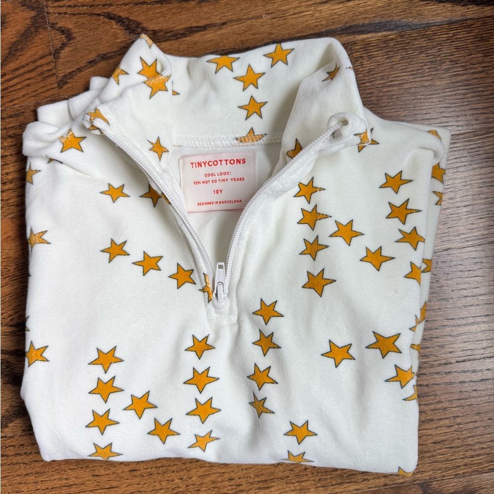 Tinycottons White & Yellow Star Zip-Up Kids Top